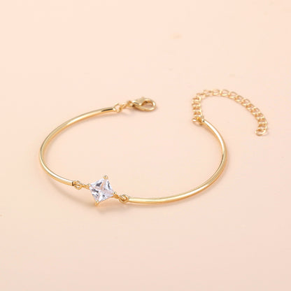 Zinc Alloy Elbow Tube Gold Plated Copper Micropaved Zircon Pendant Bracelet