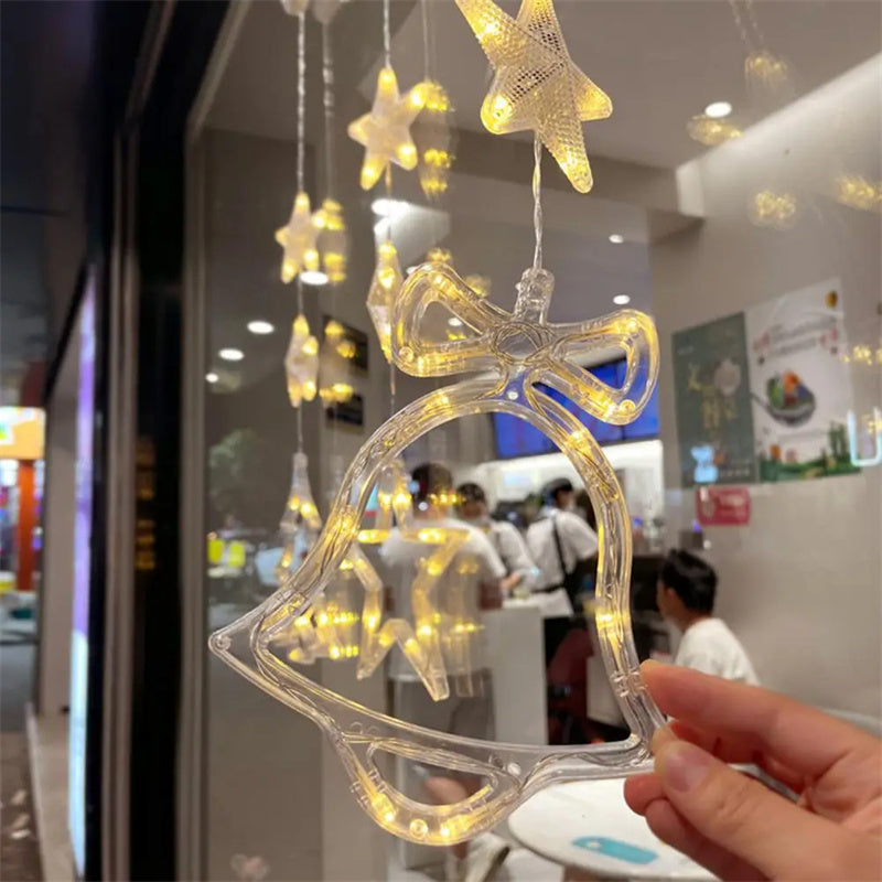 Christmas 3pcs LED Light Star Xmas Tree Hanging Sucker Lamp Window Ornaments Decoration For Home Xmas Navidad 2023 New Year Decor Christmas Decorations