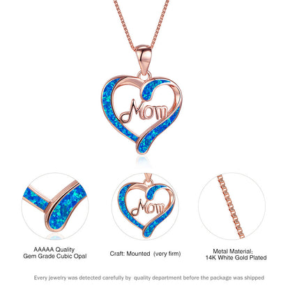 Love-shaped MOM Letter Pendant Necklace Mother's Day Gift Jewelry