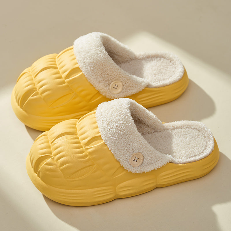 Removable Fluffy Shoes Warm Fuzzy Slippers Waterproof Non-Slip Indoor House Shoes For Women Men