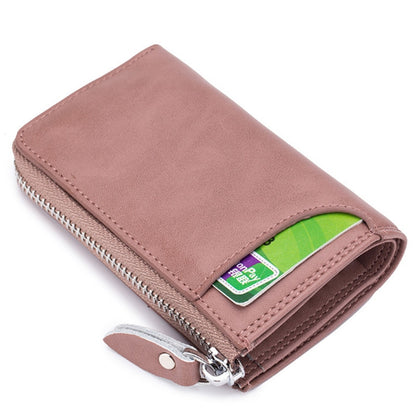 Fashion Elegant Women Short Leather Wallet Portable Solid Color Purse Hot Female Change Purse Lady Clutch PJ041