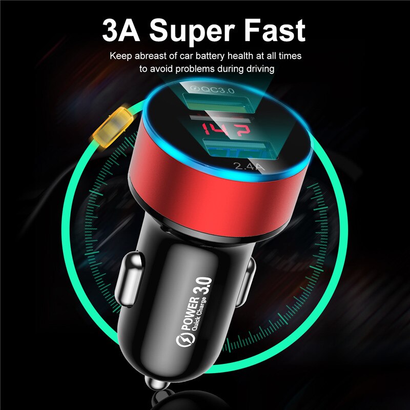 USLION Mini Dual USB Car Charger For Phone 24V 3A Mobile Phone Charger For iPhone Fast USB Charger Adapter For Car For Tablets