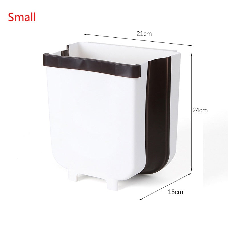 9L Wall Mounted Folding Waste Bin Kitchen Cabinet Door Hanging Trash Bin Car Garbage Trash Can for Bathroom Toilet Waste Storage