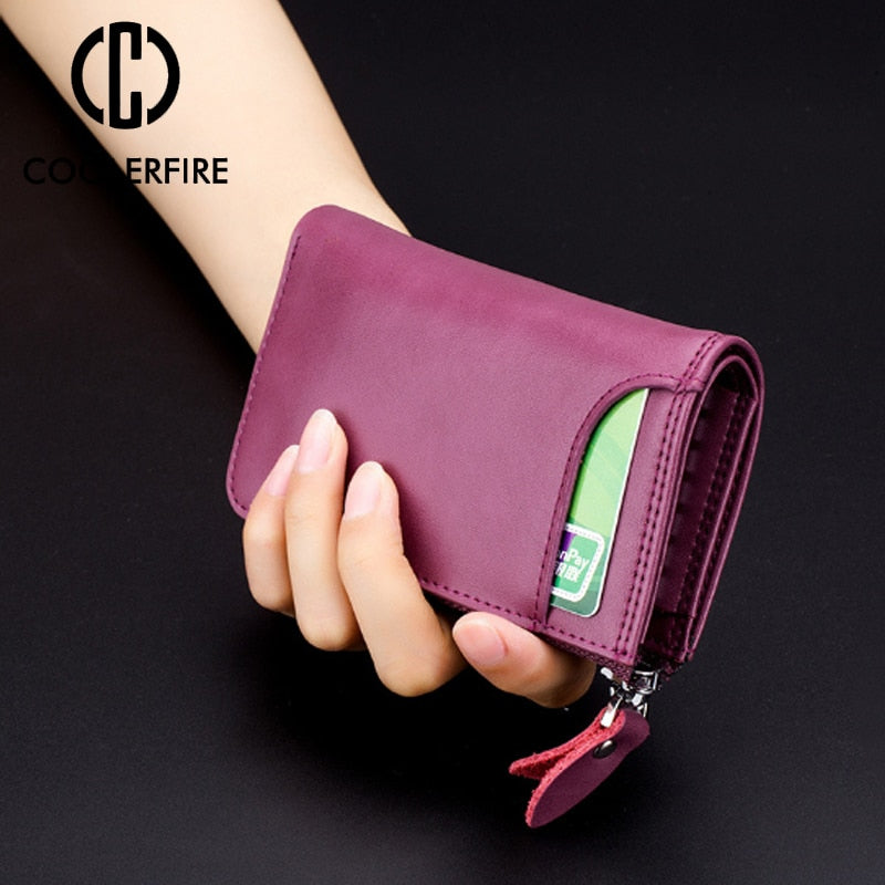 Fashion Elegant Women Short Leather Wallet Portable Solid Color Purse Hot Female Change Purse Lady Clutch PJ041