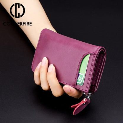 Fashion Elegant Women Short Leather Wallet Portable Solid Color Purse Hot Female Change Purse Lady Clutch PJ041