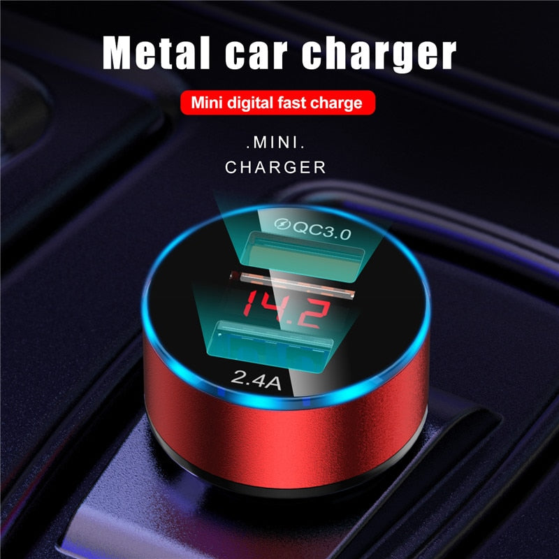 USLION Mini Dual USB Car Charger For Phone 24V 3A Mobile Phone Charger For iPhone Fast USB Charger Adapter For Car For Tablets