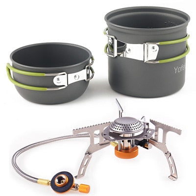 Camping Outdoor Gas Cooker Portable Stove Gas Heater With Piezo Ignition Equipment Camp Stove Windshield Hiking Accessories