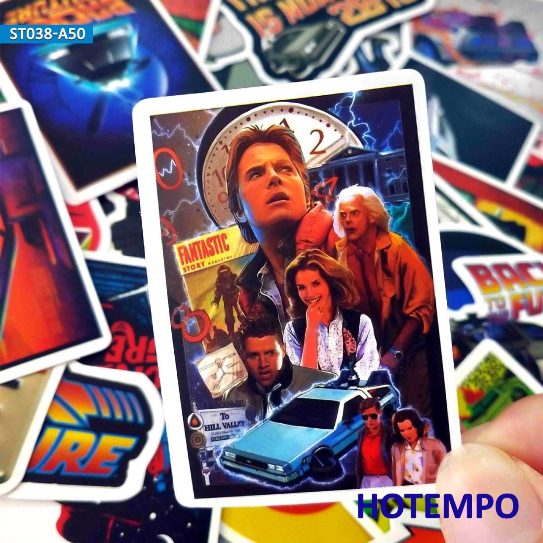 50pcs Classic Movie Back To The Future Style Mixed Decals Stickers Pack for DIY Phone Laptop Luggage Skateboard Bike Car Sticker