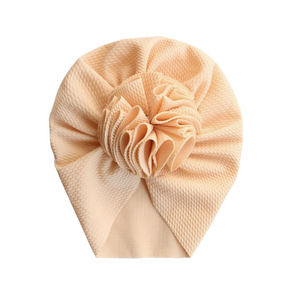 Cute Flower Baby Girl Indian Hat Solid Color Newborn Infant Cap Beanies Headwrap Kids Hat Turban Bonnet