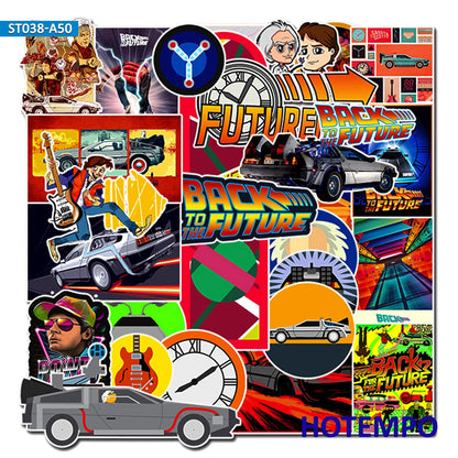 50pcs Classic Movie Back To The Future Style Mixed Decals Stickers Pack for DIY Phone Laptop Luggage Skateboard Bike Car Sticker