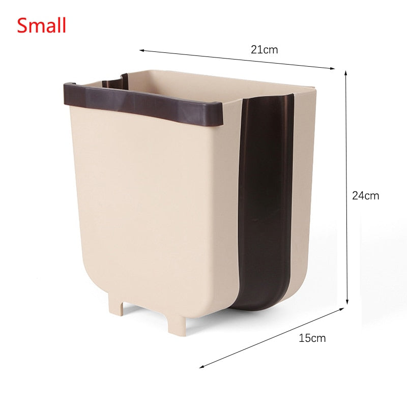 9L Wall Mounted Folding Waste Bin Kitchen Cabinet Door Hanging Trash Bin Car Garbage Trash Can for Bathroom Toilet Waste Storage