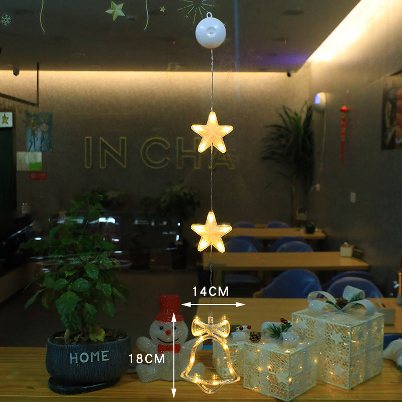 Christmas 3pcs LED Light Star Xmas Tree Hanging Sucker Lamp Window Ornaments Decoration For Home Xmas Navidad 2023 New Year Decor Christmas Decorations