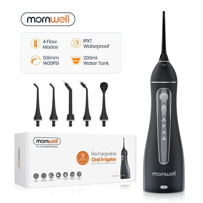 Mornwell Portable Oral Irrigator With Travel Bag Water Flosser