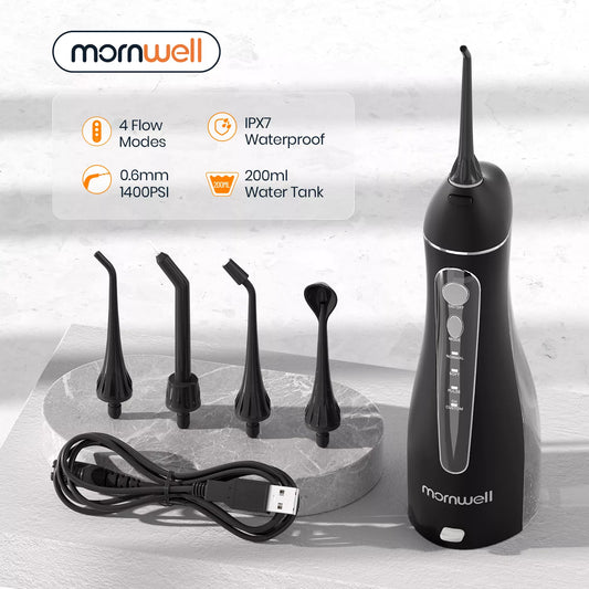 Mornwell Portable Oral Irrigator With Travel Bag Water Flosser