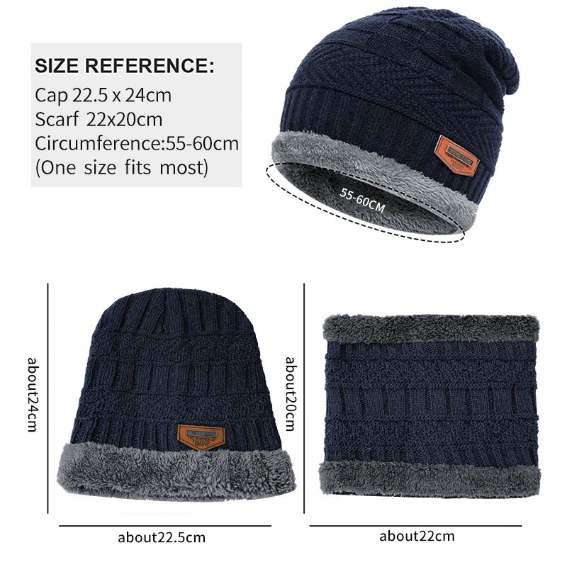 2024 Winter Men Women Thick Beanie Hat Knitted