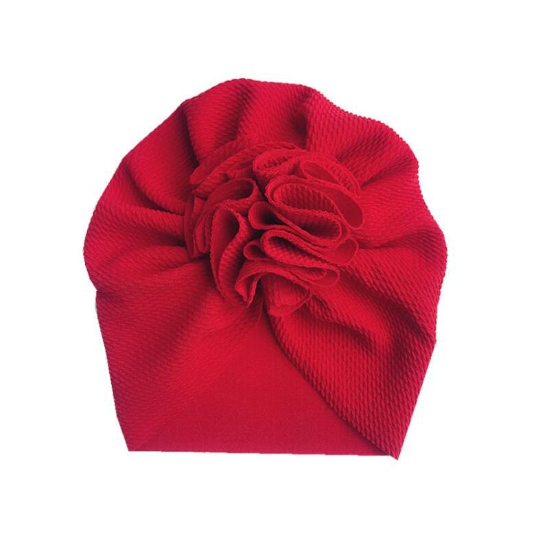 Cute Flower Baby Girl Indian Hat Solid Color Newborn Infant Cap Beanies Headwrap Kids Hat Turban Bonnet