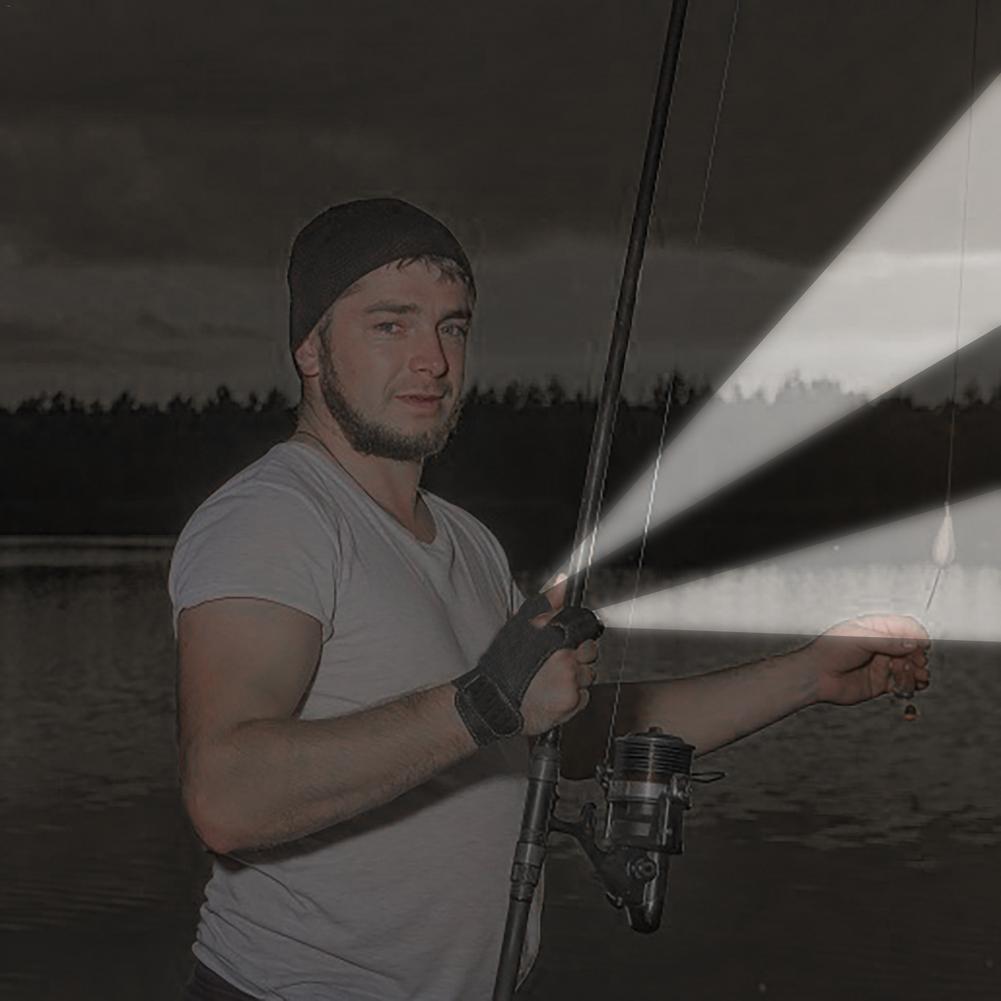 Outdoor Flashlight Luminous Fishing Gloves Half-finger