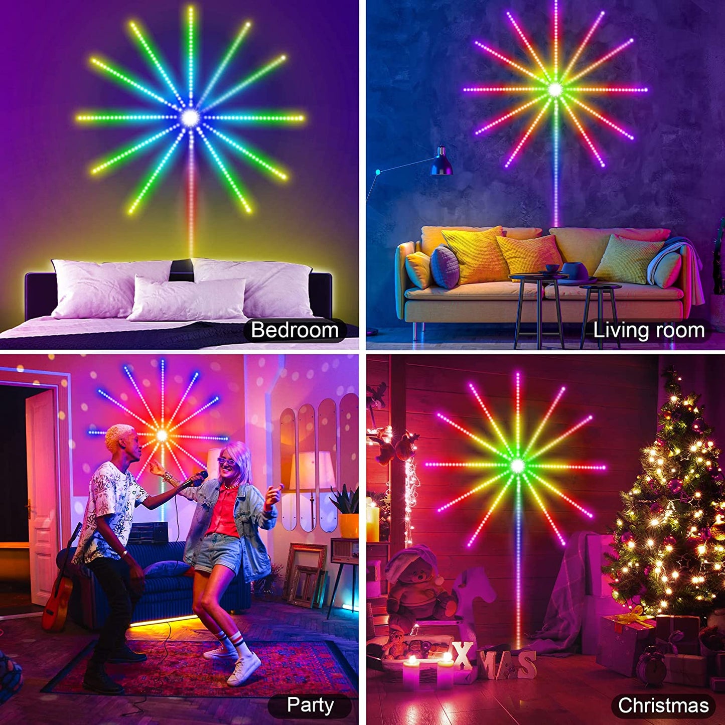 Firework Lights LED Strip Music Sound Sync Color Changing Remote Control