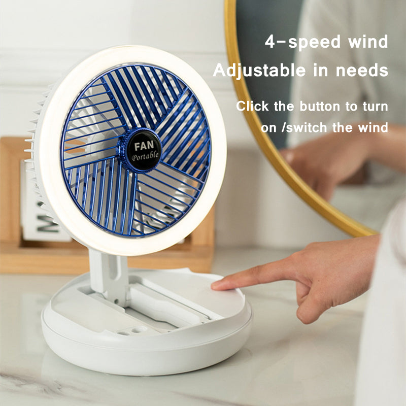 Fan With LED Light 4 Speed Adjustable For Home Room Air Cooler Fan