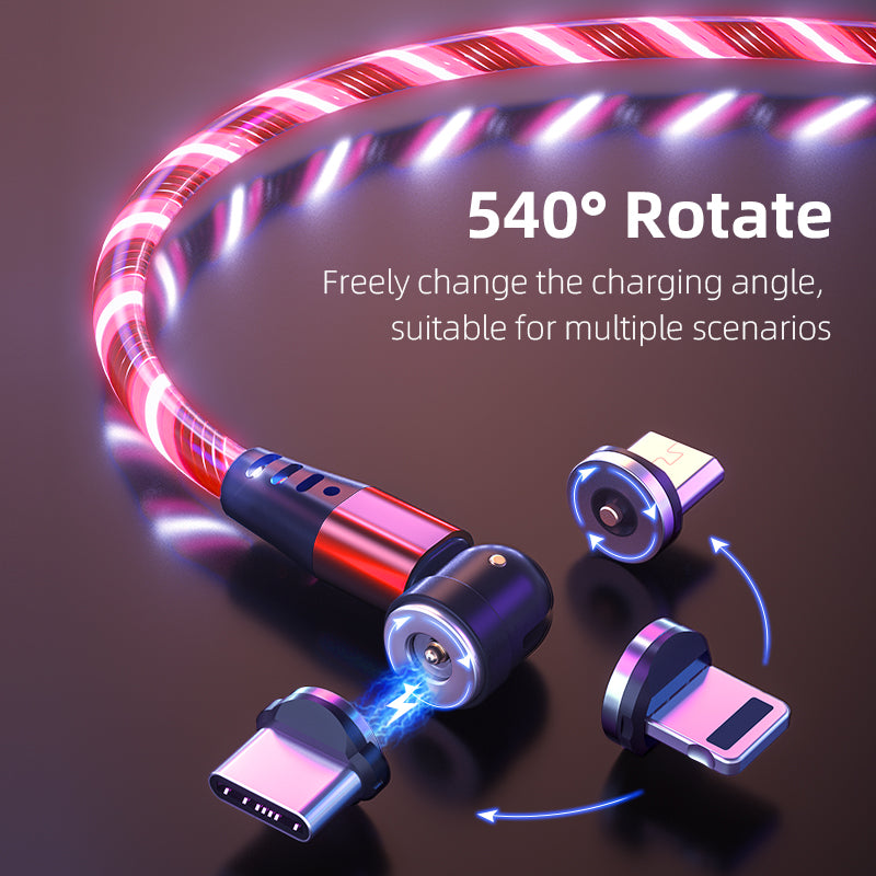 540 Rotate Luminous Magnetic Cable 3A Fast Charging Mobile