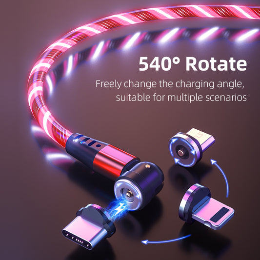 540 Rotate Luminous Magnetic Cable 3A Fast Charging Mobile