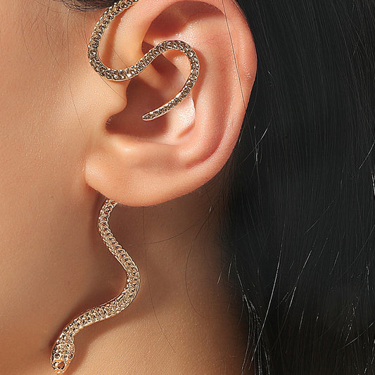 Non-hole Ear Clip Vintage Zircon Snake-shaped