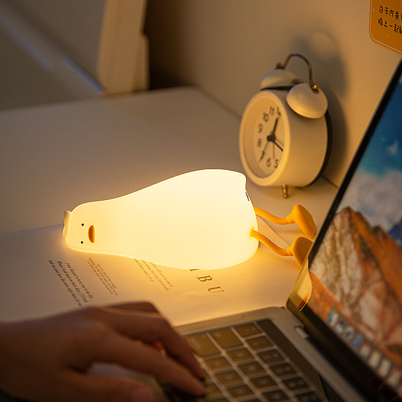 Lie Flat Duck Silicone Night Light Children's Bedside Table Lamp