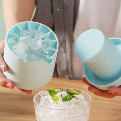 2 In 1 Ice Bucket Mold With Lid Space Saving Cube Maker