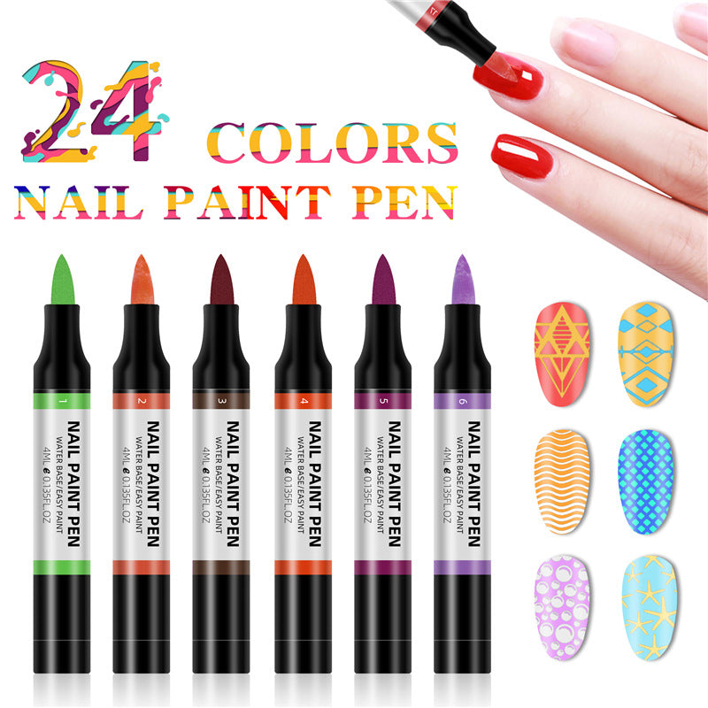 24 Color Nail Polish Painting Pen 3D Painting