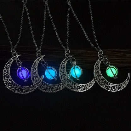 Creative Luminous Moon Pumpkin Creative Pendant Necklace