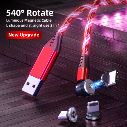 540 Rotate Luminous Magnetic Cable 3A Fast Charging Mobile