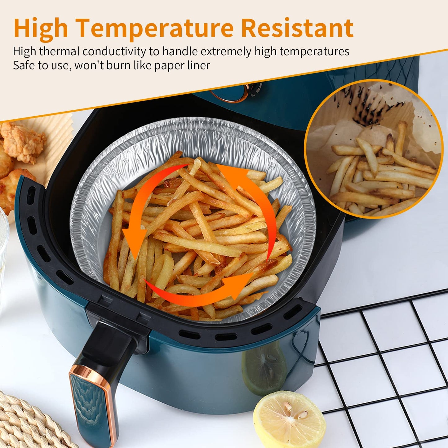 Non-stick Aluminum Foil Liners Air Fryer Disposable Paper L