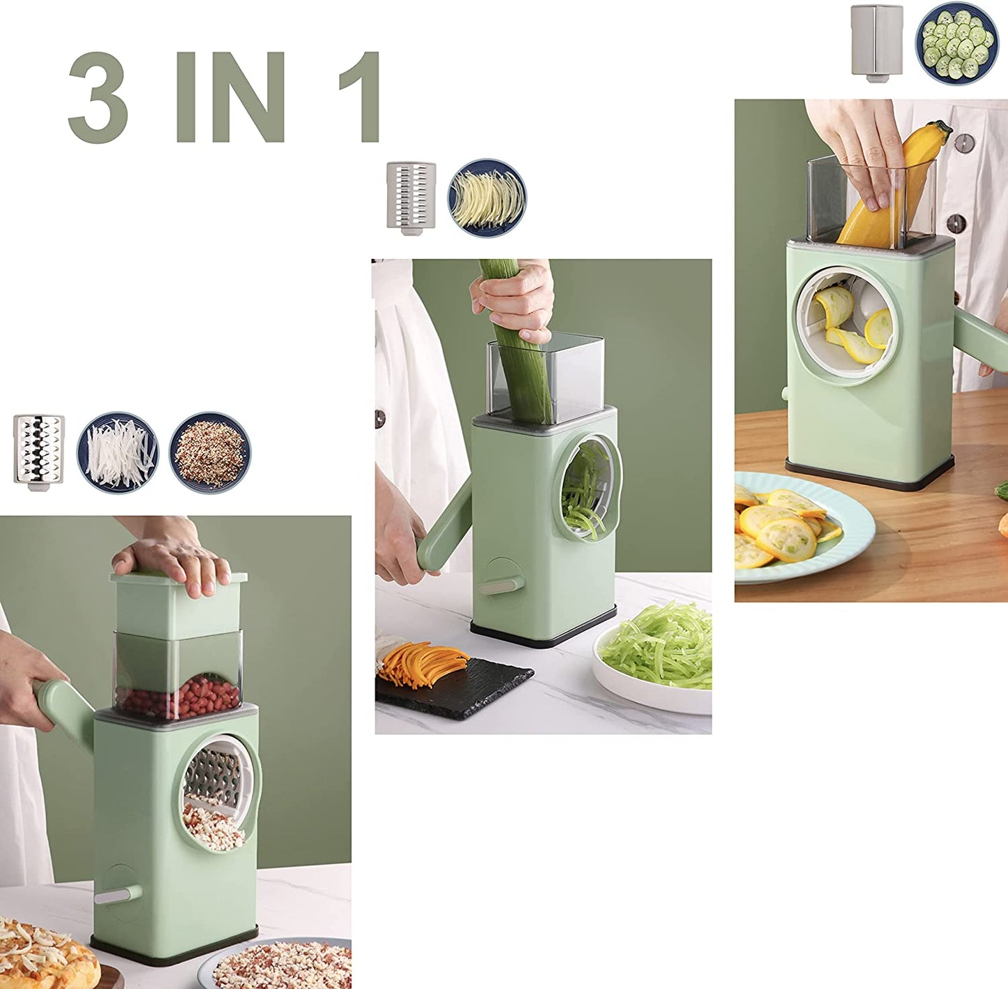 Multifunctional Drum Vegetable Slicer Spiralizer Cutter Rotary Vegetable