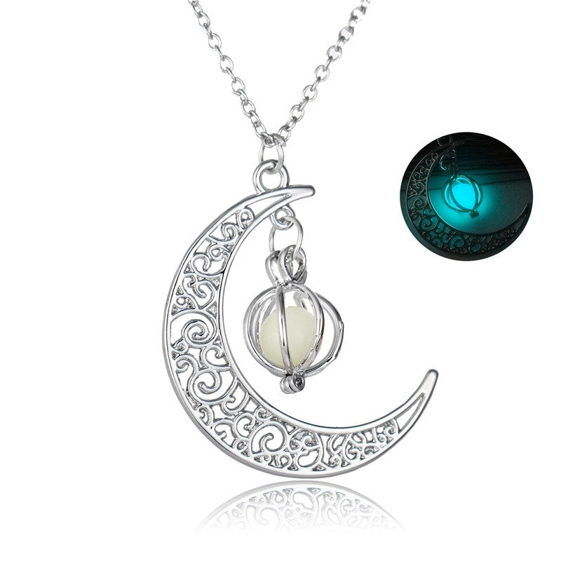 Creative Luminous Moon Pumpkin Creative Pendant Necklace