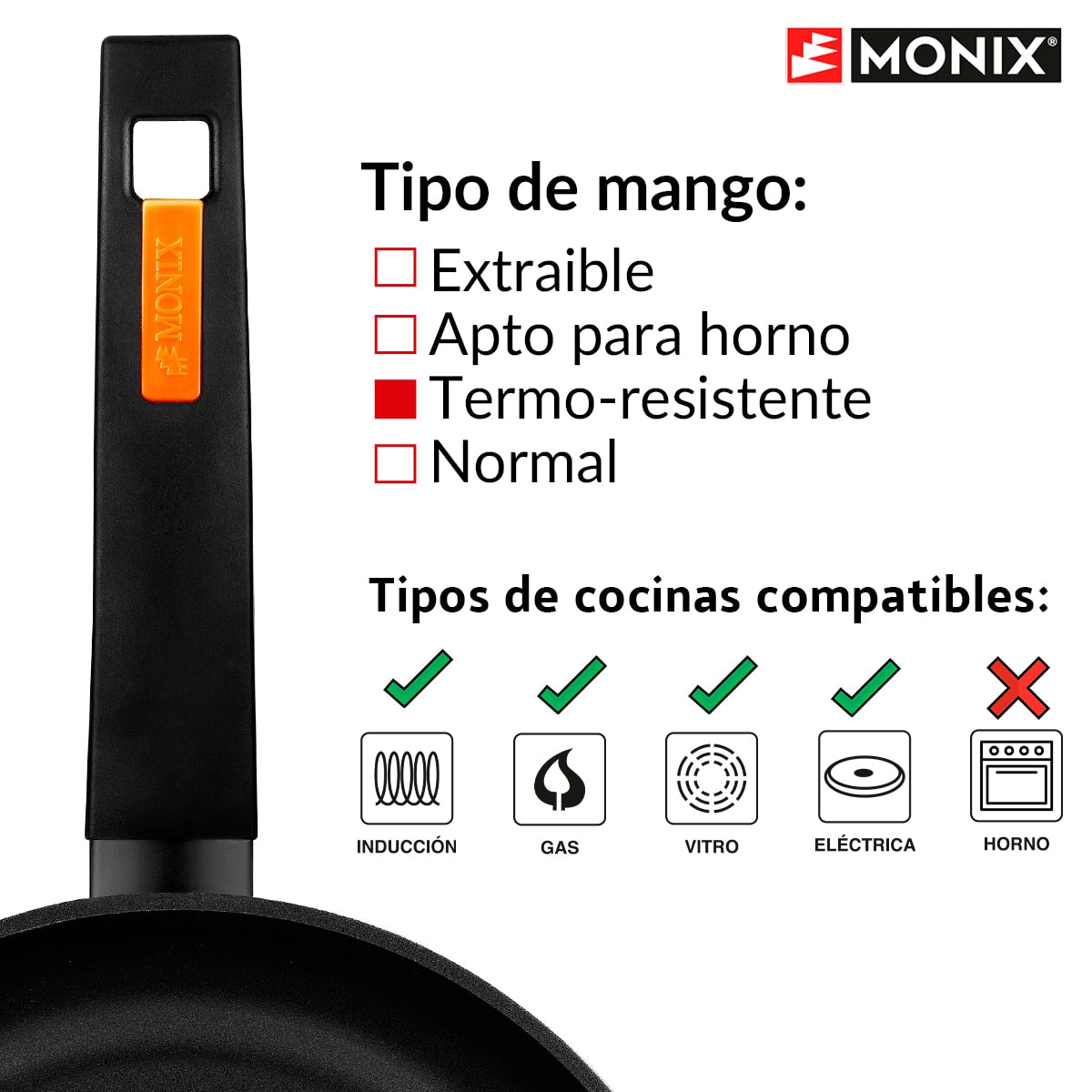 Monix fire-forged aluminium non-stick pans set. 2 or 3 units. For induction gas hob. Kitchen utensils. Durable inducing non-stick pans