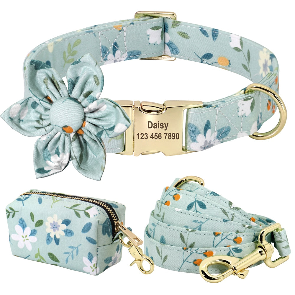 Floral Personalized Dog Collar Fashion Printed Custom Collars