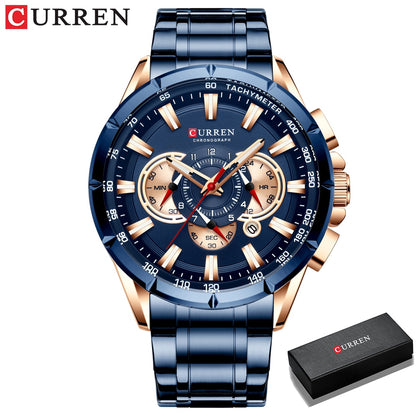 Luxury Brand Stainless Steel Quartz Watch Chronograph Date