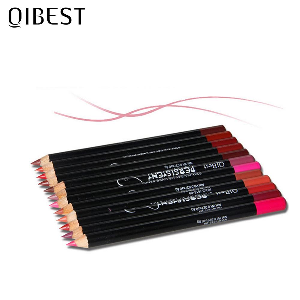 QIBEST 12Colors Lip Liner Lip Makeup Long-lasting Matte Lipliner Pencil Waterproof Moisturizing Lipstick Contour Cosmetics TSLM2