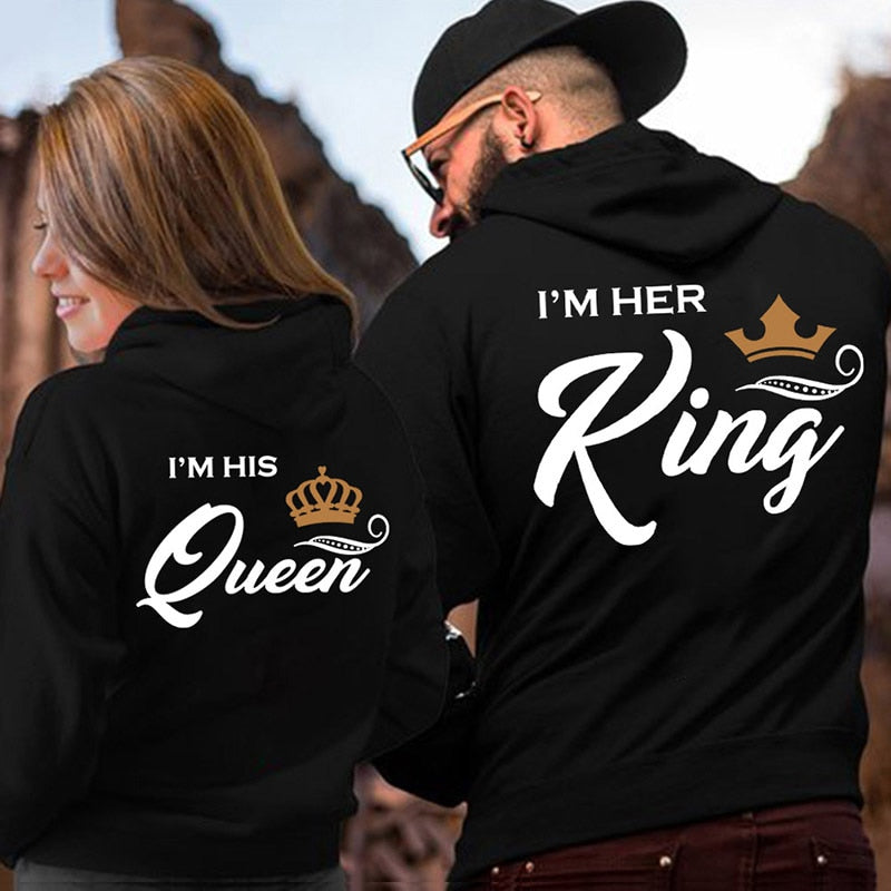 Printing Her King His Queen Lover Hoodies