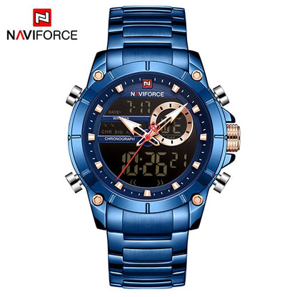 Fashion Nice Digital Wrist Watch Steel Waterproof Dual Display Date Clock