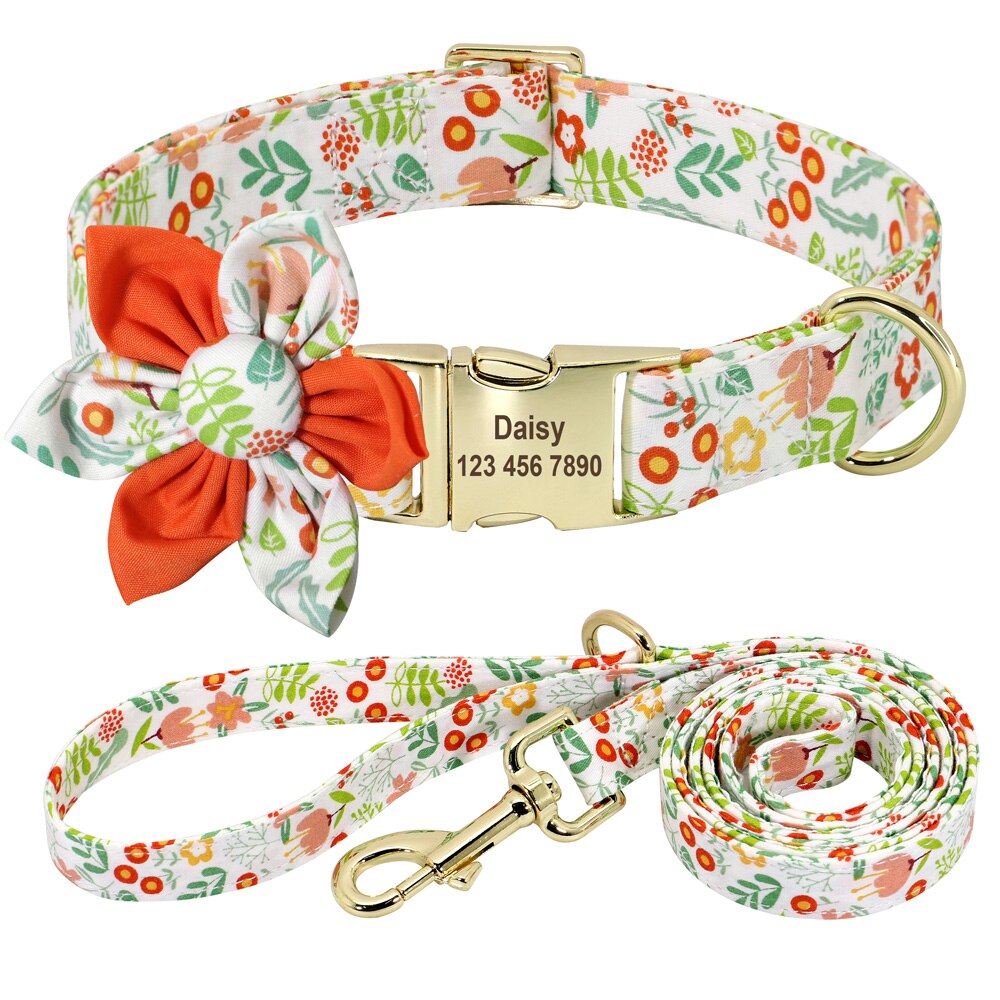 Floral Personalized Dog Collar Fashion Printed Custom Collars