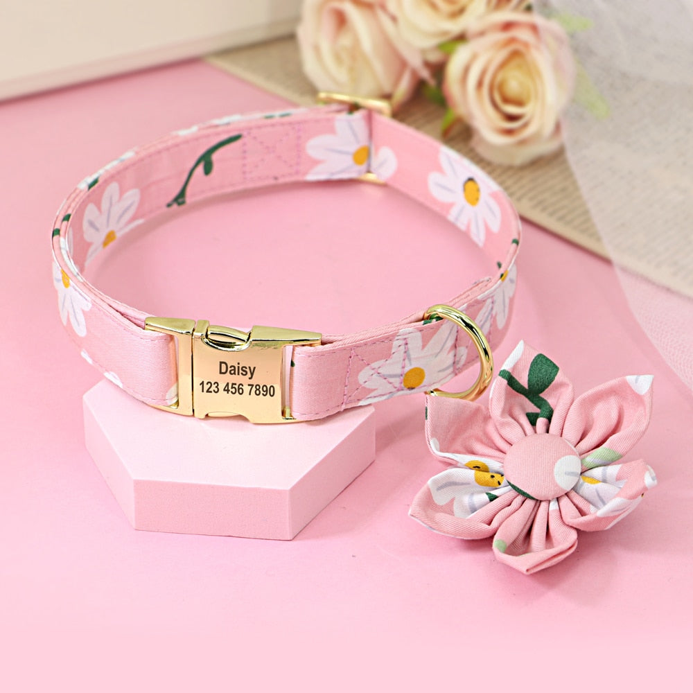 Floral Personalized Dog Collar Fashion Printed Custom Collars