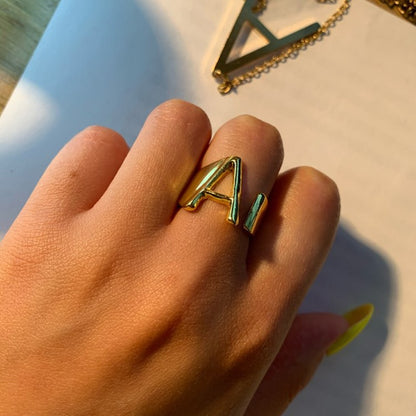 Initial A-Z Letter Rings For Women Stainless Steel Ring