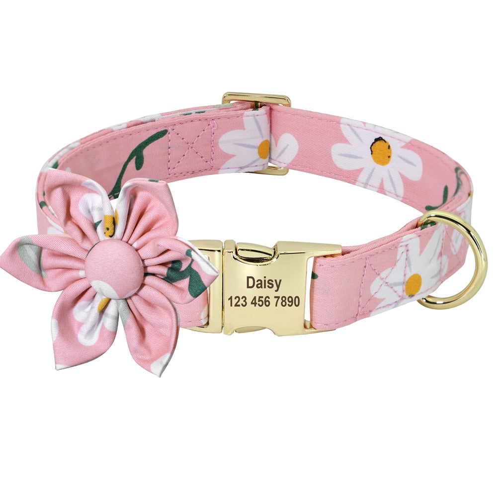 Floral Personalized Dog Collar Fashion Printed Custom Collars