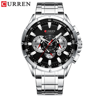 Luxury Brand Stainless Steel Quartz Watch Chronograph Date