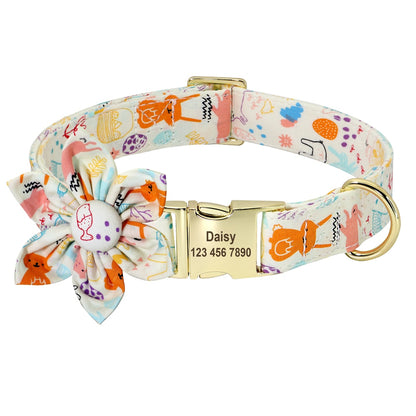 Floral Personalized Dog Collar Fashion Printed Custom Collars