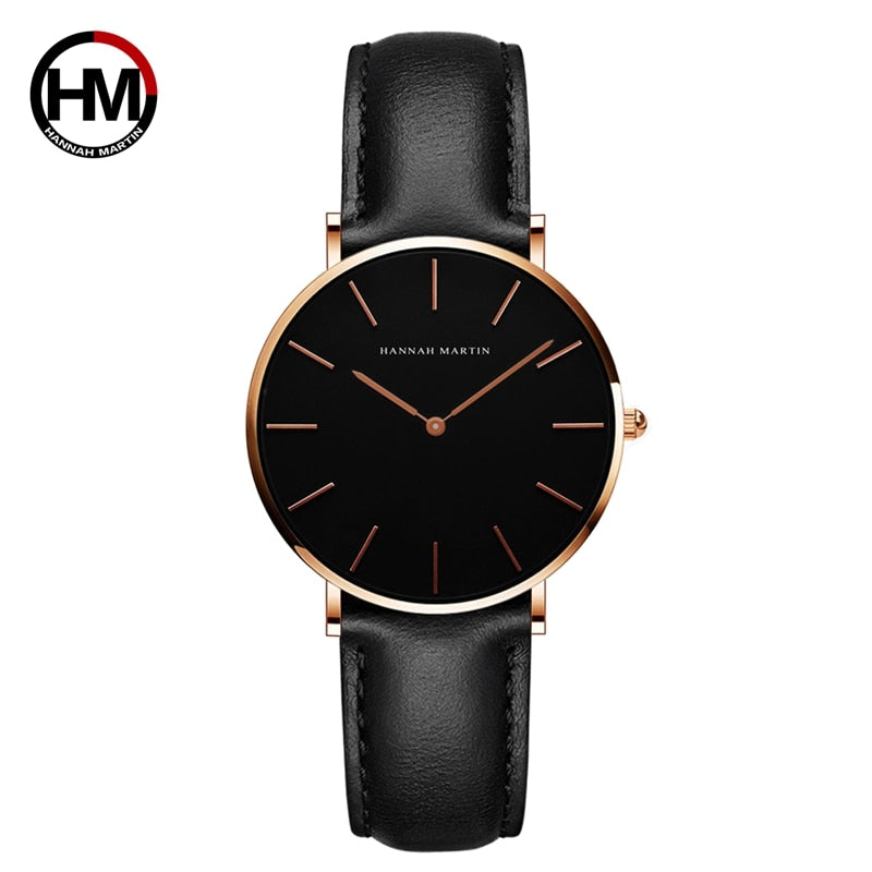 Brand Fashion Simple Japan Quartz Movement Watch Reloj Mujer Montre Femme Leather Strap Clock Women Analog Waterproof Wristwatch