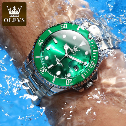 Top Brand Luxury Casual Waterproof Luminous Green Dial Men Quartz Wristwatch