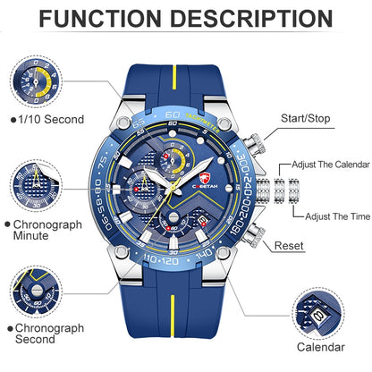 Luxury Brand Big Dial Watch Men Waterproof