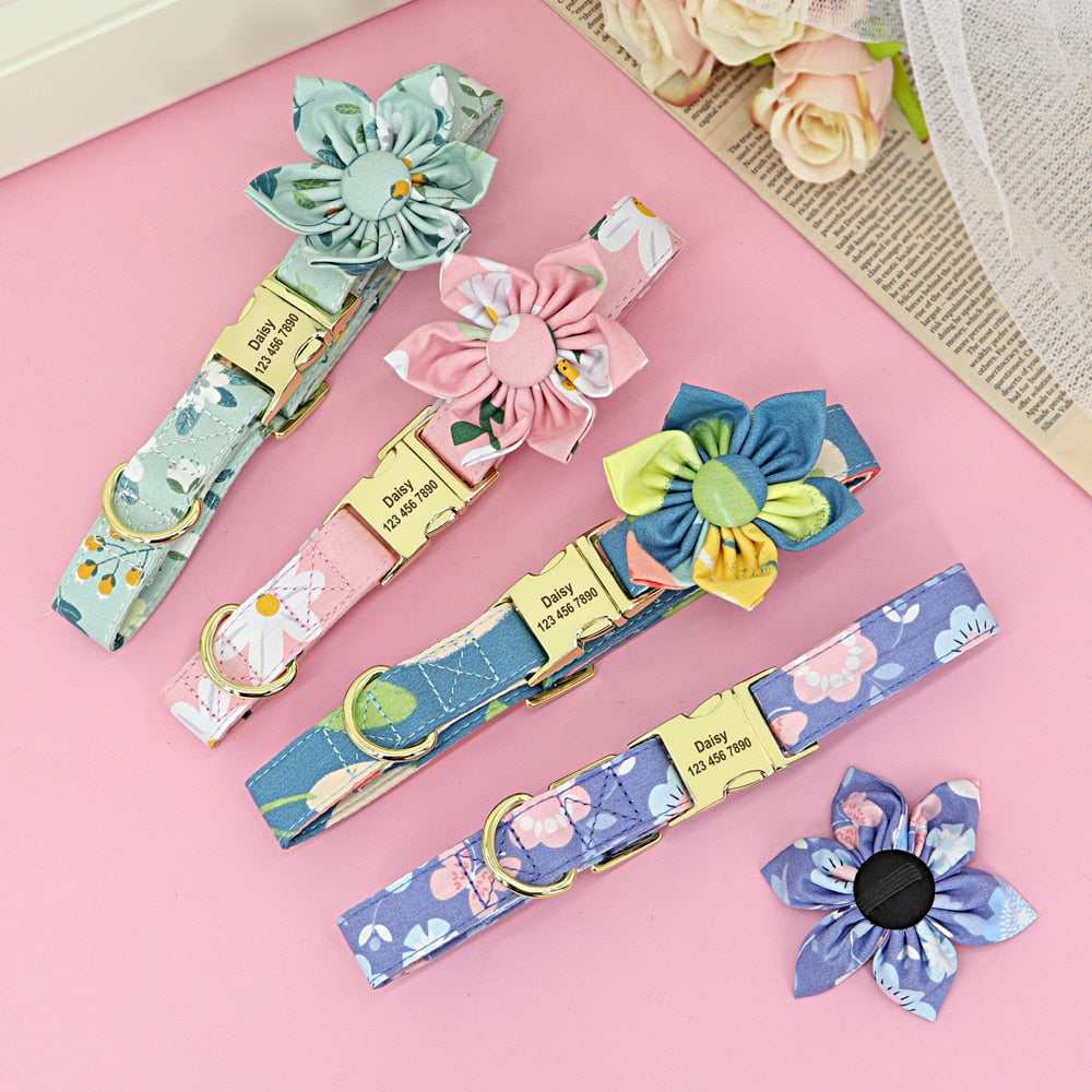 Floral Personalized Dog Collar Fashion Printed Custom Collars